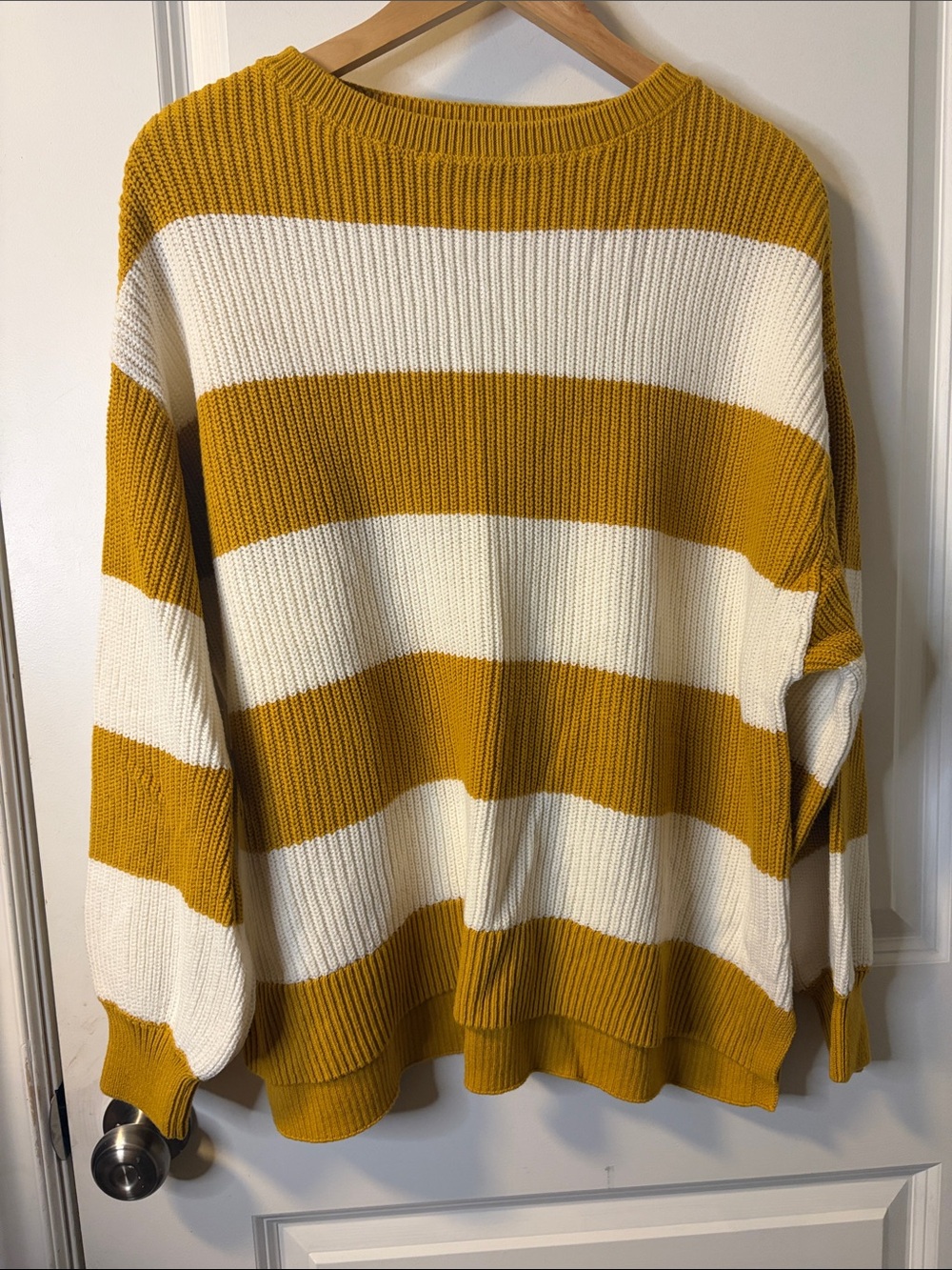 Anko Australian Brand Striped Crewneck Sweater in Mustard and Cream